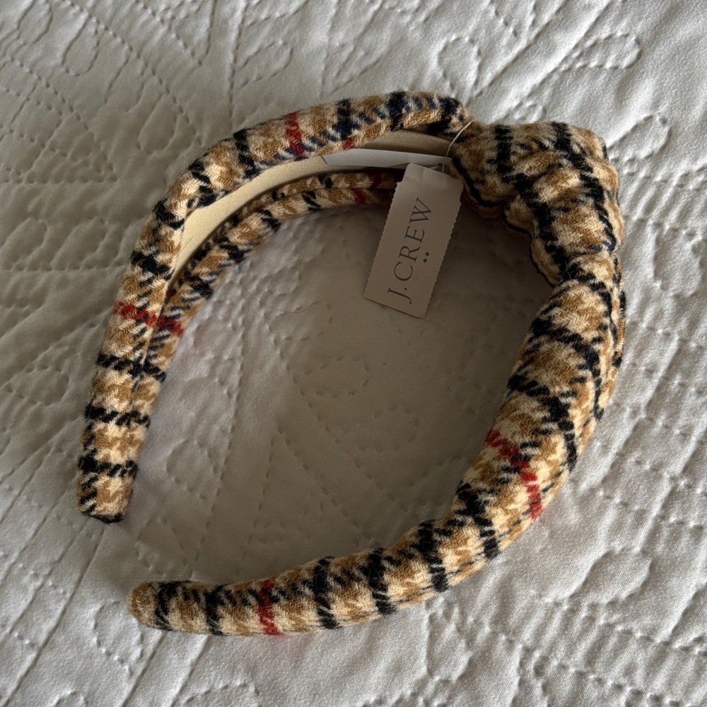 J. Crew Camel and Black Plaid Headband